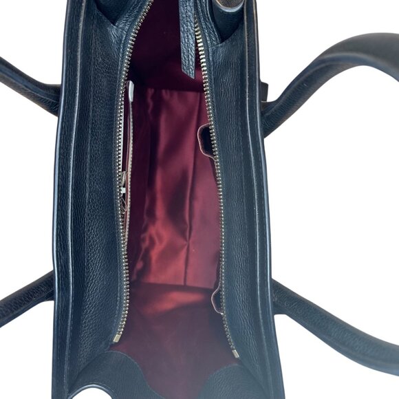 Henri Bendel Black Pebbled Leather Tote w/ Floral Appliqué & Studs - Picture 7 of 7